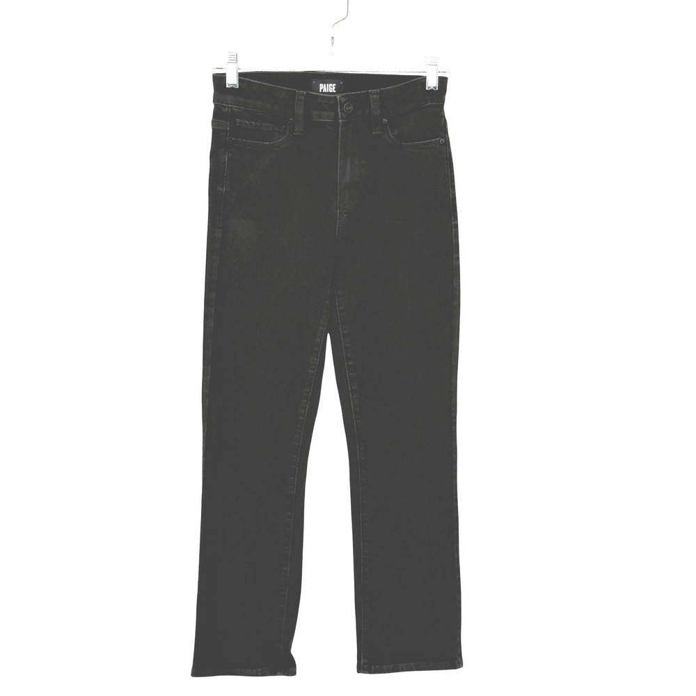 Paige Cindy High Rise Straight Leg Jeans Black Stretch Denim Size 24 Designer‎
